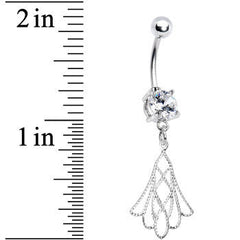 Crystalline Gem Openwork Tulip Flower Drop Belly Ring