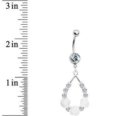 Clear Gem Elegant Blossoms Flower Dangle Belly Ring