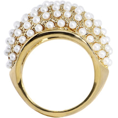 Size 7.5 -Goldtone Faux Pearl Princess Ring