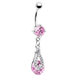 Pink Gem Elegant Drop Belly Ring