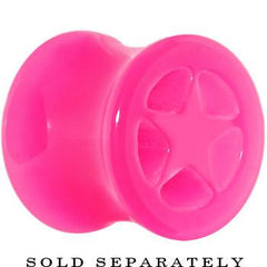 Acrylic Neon Pink Star Tunnel Plug 2G to 20mm