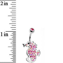 Pink Cubic Zirconia Seahorse Belly Ring
