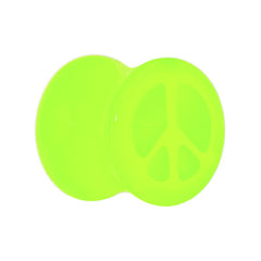 Acrylic Neon Green Peace Sign Tunnel Plug 2G to 20mm