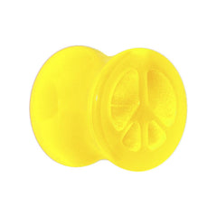 Acrylic Neon Yellow Peace Sign Tunnel Plug 2G to 20mm