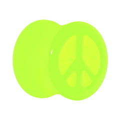 Acrylic Neon Green Peace Sign Tunnel Plug 2G to 20mm