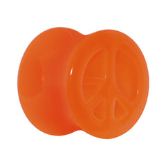 Acrylic Neon Orange Peace Sign Tunnel Plug 2G to 20mm