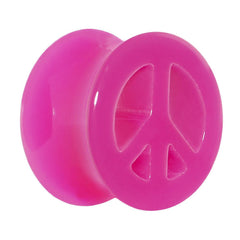 Acrylic Neon Pink Peace Sign Tunnel Plug 2G to 20mm