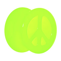 Acrylic Neon Green Peace Sign Tunnel Plug 2G to 20mm