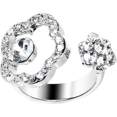 Clear Jeweled Flower Adjustable Ring