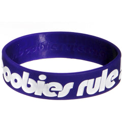 Dark Purple White Black Boobies Rule Awareness for Breast Cancer Bracelet
