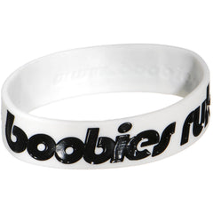 Black White Green Boobies Rule Awareness for Breast Cancer Bracelet