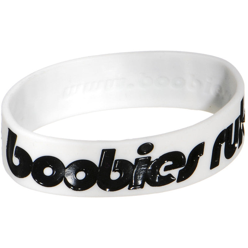 Black White Green Boobies Rule Awareness for Breast Cancer Bracelet