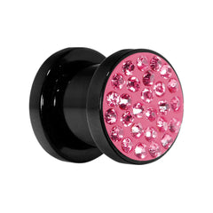 0G Pink Ferido Crystal Acrylic Screw Fit Tunnel