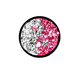 0G Pink Crystal Ferido Yin Yang Acrylic Screw Fit Tunnel