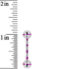 Silver Purple Striped Titanium Barbell Tongue Ring