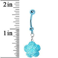 Aqua Sparkler Flower Dangle Belly Ring
