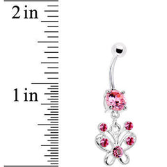Pink Cubic Zirconia Butterfly Belly Ring