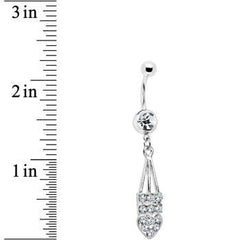 Clear Jeweled Arrow Heart Belly Ring