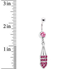 Pink Jeweled Arrow Heart Belly Ring