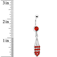 Red Jeweled Arrow Heart Belly Ring