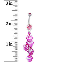 Pink Cubic Zirconia Sweet Cupcake Drop Belly Ring