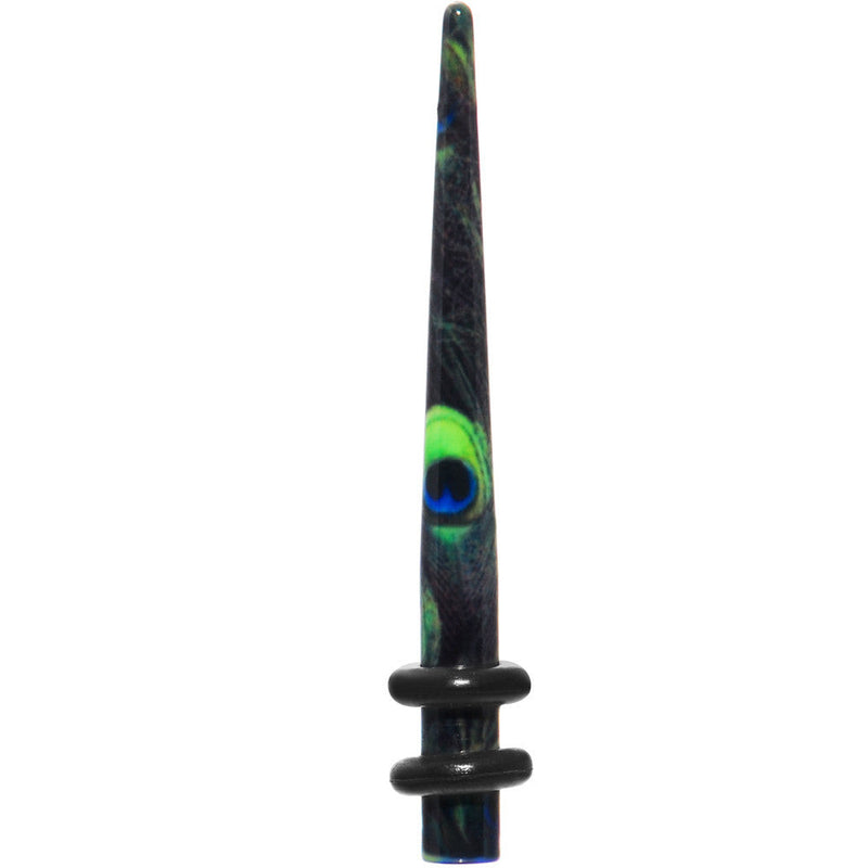 8G Peacock Feathers Acrylic Taper