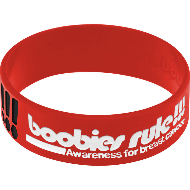 Red Black Boobies Rock Breast Cancer Bracelet