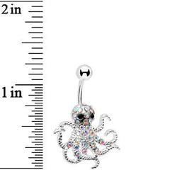 Aurora Gem Encrusted Floating Octopus Belly Button Ring