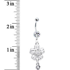 Clear Gem Perfect Posy Flower Dangle Belly Ring