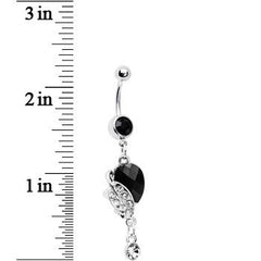 Dark Nature Lovely Leaves Crystal Drop Belly Ring