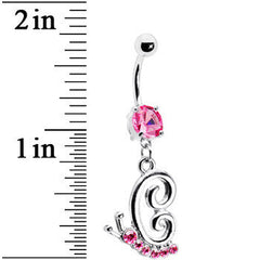 Pink Gem Snail Dangle Belly Ring