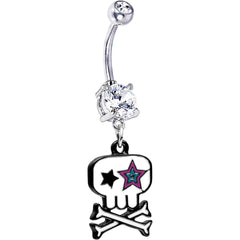 Starry Eyed Skull and Crossbones Belly Ring