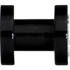 4G Black Acrylic with Clear Jeweled Flesh Tunnel