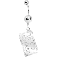 Fuchsia Gem Love Letter Dangle Belly Ring