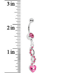 Pink Spiral Twist Heart Belly Ring