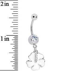 White Cubic Zirconia Poppy Flower Belly Ring