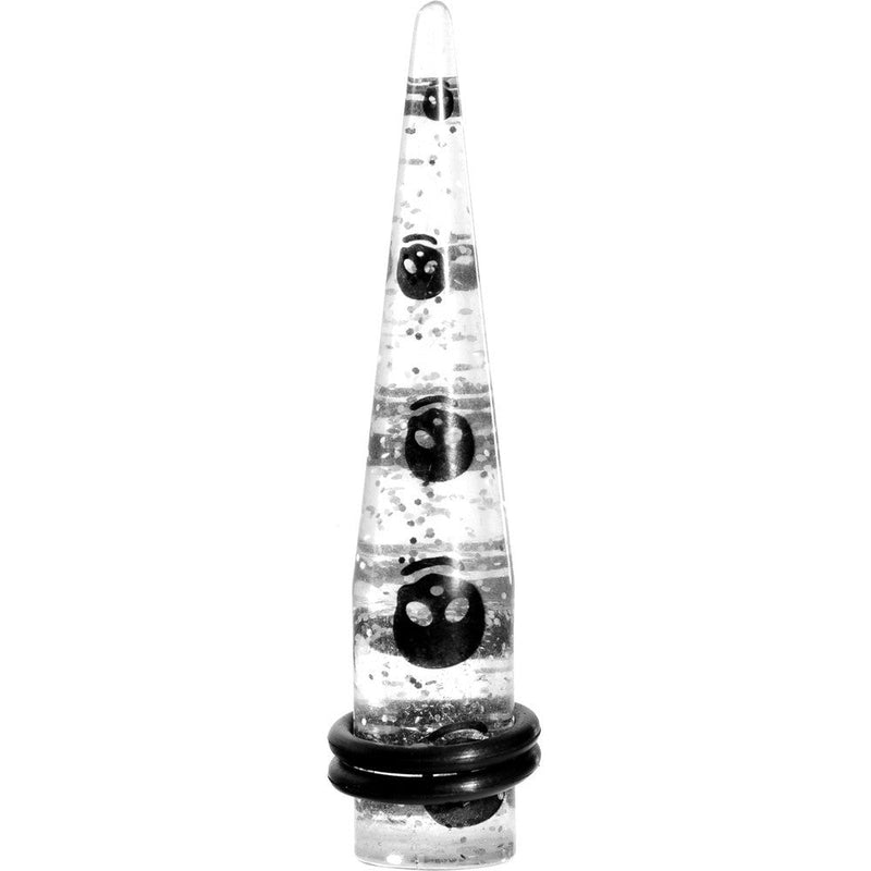 00G Clear Acrylic Glitter Black Skull Confetti Taper