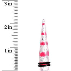 Clear Acrylic Glitter Pink Heart Confetti Taper 8G to 16mm