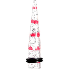 Clear Acrylic Glitter Pink Heart Confetti Taper 8G to 16mm