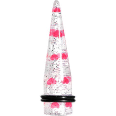 Clear Acrylic Glitter Pink Heart Confetti Taper 8G to 16mm
