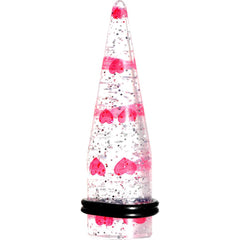 Clear Acrylic Glitter Pink Heart Confetti Taper 8G to 16mm