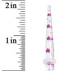 2G Clear Acrylic Glitter Purple Heart Confetti Taper