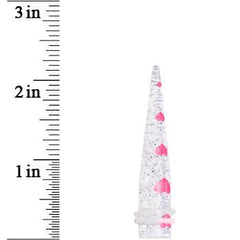 Clear Acrylic Glitter Pink Heart Confetti Taper 8G to 16mm