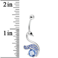 Blue Gem Graceful Paved Swan Belly Ring
