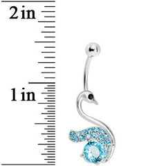 Aqua Gem Graceful Paved Swan Belly Ring