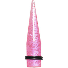 9/16 Pink Acrylic Silver Glitter Taper