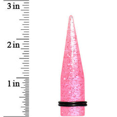 5/8 Pink Acrylic Silver Glitter Taper