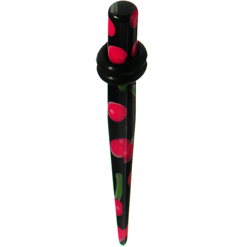 6G Black Acrylic Red Cherry Logo Taper