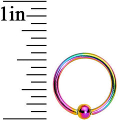 16G 3/8 Rainbow Titanium Captive Ring
