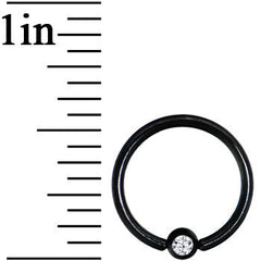 16G 3/8 Clear Crystal Black Titanium BCR Captive Ring